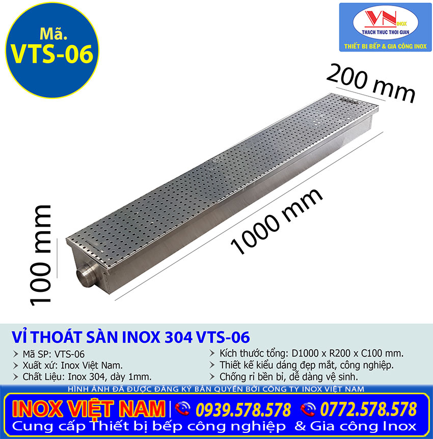 vi thoat san inox 304 VT 06 2 - Vỉ Thoát Sàn Inox 304 VTS-06
