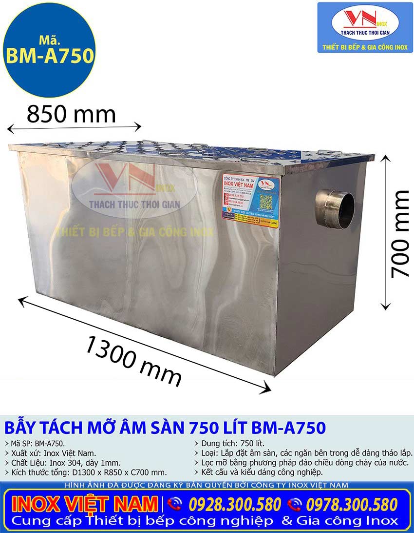 bay tach mo am san BM A750 2 - Bể Tách Mỡ Âm Sàn 750L BM-A750