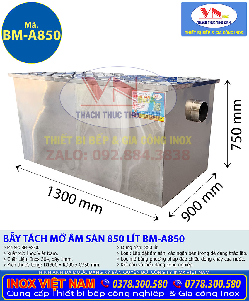 bay tach mo BM A850 2 - Bể Tách Mỡ Âm Sàn 850L BM-A850