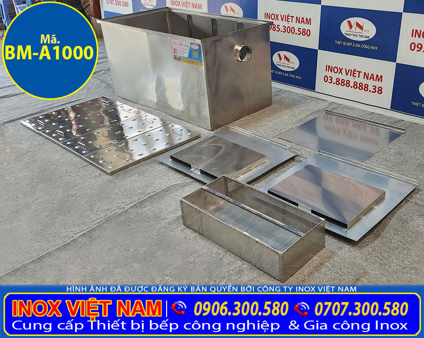 bay tach mo am san BM A1000 11 - Bẫy Mỡ Inox Công Nghiệp Âm Sàn 1000L BM-A1000